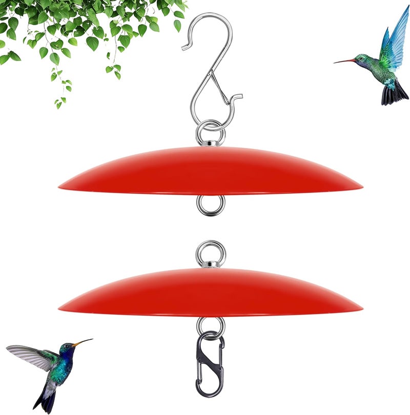 andergi 8" Bird Feeder Dome, Hummingbird Feeder Rain Guard, Bird Feeder Cover for Small Feeders, Protective Cover Work with Ant Guards（Red,2 Pack - Image 1